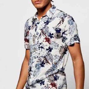 Cactus Man Ricky Singh White Floral Short Sleeve Shirt Size XL NEW